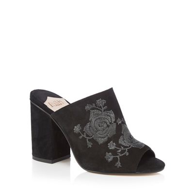 Black 'Derby' high mule embroidered shoes
